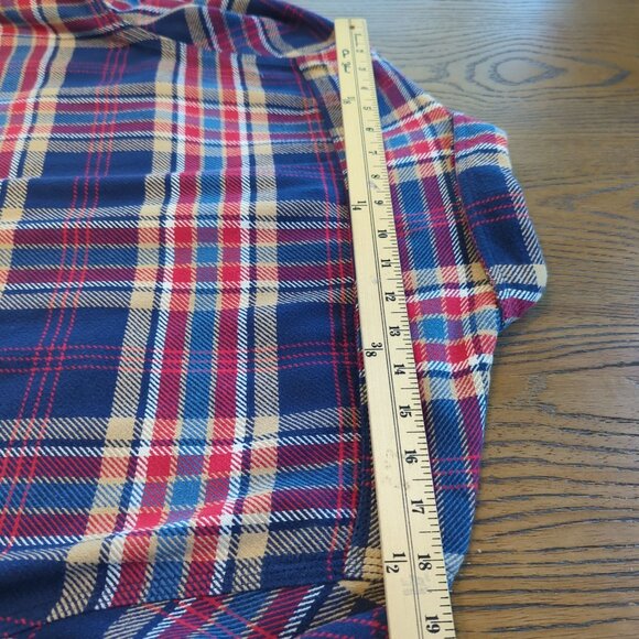 Lands End Plaid Blue Red Work Plaid Shirt size Large Heavy Button Front - Picture 12 of 15